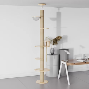 Madera maciza gato árbol Torre suelo techo gato escalada marco de madera altura ajustable árbol sostenible gato árbol madera - Product Image 4