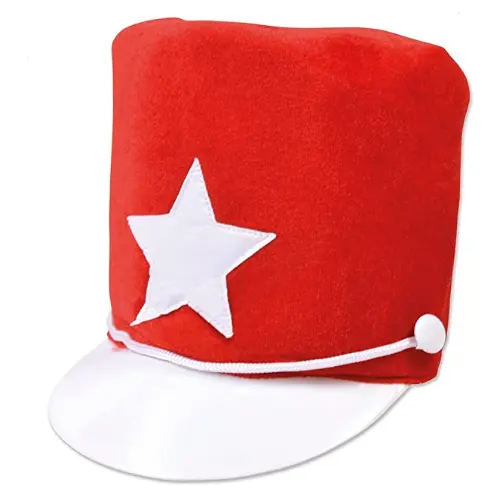Majorette Hat Red Soft Felt Unisex Adult One Size Novelty Fancy Dress Cosplay Party Top Hat With Star