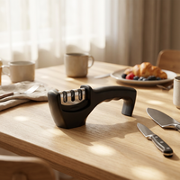 Aiguiseur de couteaux manuel 3 en 1, outil d'affûtage multifonctionnel portatif pour couteaux