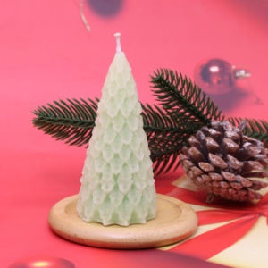 Personnalisation de cire de soja de vacances cire d'abeille colorée cône arbre de Noël bougies parfumées sans flamme en vrac décoration de la maison à la main - Product Image 4