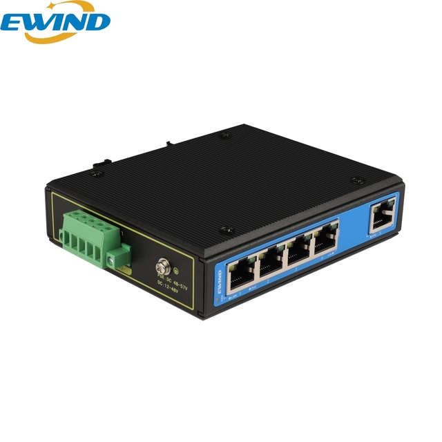Industrial 4-Port PoE+ Switch 1*Uplink Unmanaged 10/100M Ethernet Switch IEEE 802.3at 30W DC48-57V for IP Camera CCTV