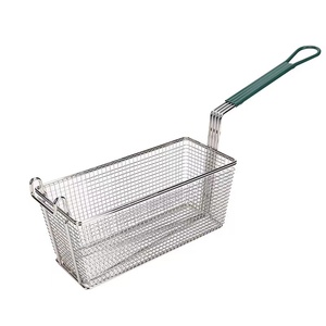 Gran oferta, cesta rectangular de acero inoxidable <span class=keywords><strong>para</strong></span> freír, soporte reutilizable <span class=keywords><strong>para</strong></span> patatas fritas, colador de alimentos con asa - Product Image 1