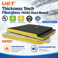 Panneau de conduit en fibre de verre ignifuge ASTM E84 USA, épaisseur 1 pouce, à bords rainurés, avec feuille d'aluminium et tissu en fibre de verre noir pour conduits CVC