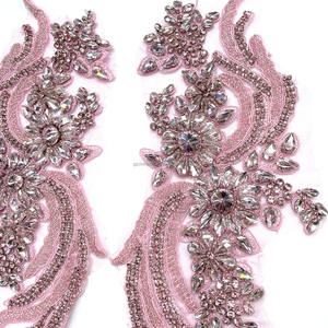 PE080 <span class=keywords><strong>Applique</strong></span> de perles 3D colorées <span class=keywords><strong>Applique</strong></span> de fleurs de luxe Corsage en strass vert à paillettes <span class=keywords><strong>Applique</strong></span> en cristal perlé - Product Image 2
