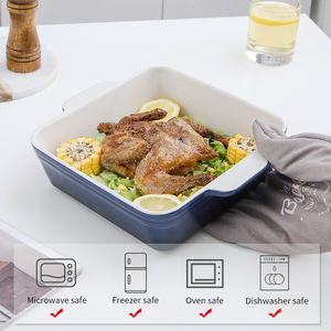 Plat à four carré en céramique écologique <span class=keywords><strong>de</strong></span> haute qualité et plat à <span class=keywords><strong>gratin</strong></span> pour la cuisine à domicile, pour cuisiner des pommes <span class=keywords><strong>de</strong></span> terre et du poulet - Product Image 6
