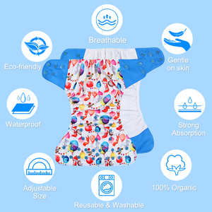 Couche-culotte en tissu <span class=keywords><strong>lavable</strong></span> pour bébé, taille réglable, couvertures douces - Product Image 5