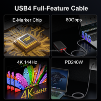 Câble de données Type-C USB C vers USB C 8K 60Hz pour projection d'écran portable, USB 3.2 haute vitesse 40 Gbit/s, double extrémité, charge rapide 240W 5A