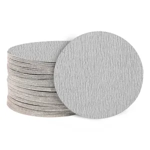 Rollo de disco de lijado adhesivo PSA rollo de enlace de papel de lija dorado adhesivo blanco disco de papel abrasivo de óxido de aluminio de 5 pulgadas
