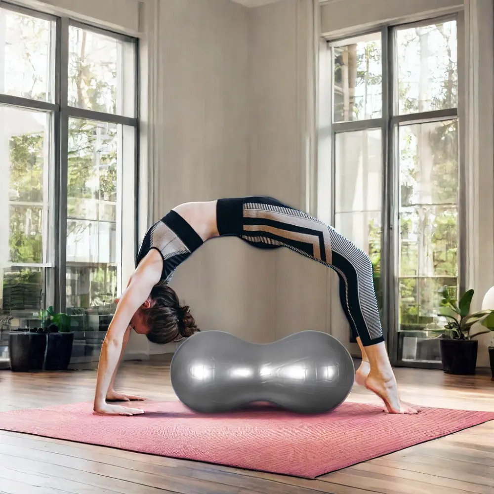 Venta caliente PVC Anti-Burst Peanut Yoga Ball Gym Workout Training Fitness Capsule Balance Balls con bomba