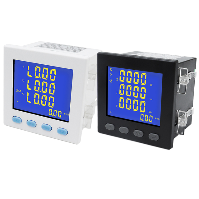 Black/White LCD Digital Display Three Phase 4-Wire Watt Hour Power Energy Meter Energy Consumption KWH HZ V Accuracy Class 1 Max