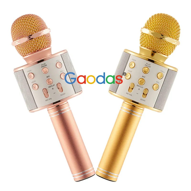 Microfono alto-falante, caixa de som para casa, rosa, preto, prata, dourado, com bateria, colorido, karaoke, microfone