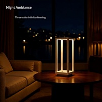 Lampe de table rechargeable au design luxueux, lumière d'ambiance, projection lumineuse, contrôle tactile LED pour le camping et la chevet.