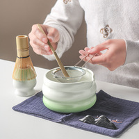 Ensemble exclusif transfrontalier de théière japonaise en céramique pour cérémonie du thé, bol à matcha, fouet à thé sur pied, 100 ensembles en gros