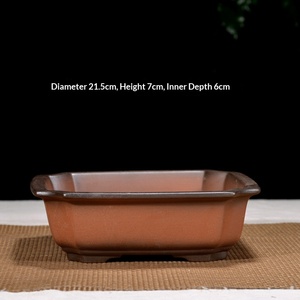 Pots à Bonsaï Faits Main en Argile Violette Grand Carré Écologique Sculptés à la Main, Style Rétro Cuit au Bois Yixing, Respirants et Durables pour Jardin - Product Image 3