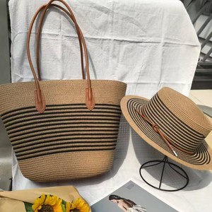 Nuova Borsa Estiva a Tracolla in Paglia a Righe con Chiusura a Cerniera, Grande Capacità, Casual ed Elegante, Borsa da Spiaggia per Donna - Product Image 3