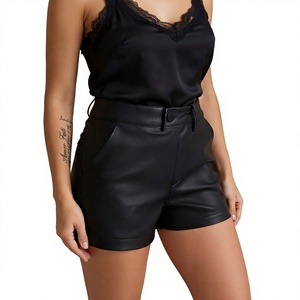 Shorts en similicuir PU noir pour femme, taille basse, fermeture éclair, bouton, poche plaquée, coupe skinny, mini, streetwear, style Y2K - Product Image 5