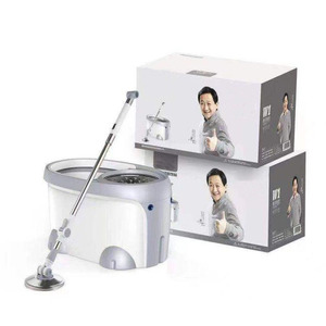 Bol en acier inoxydable pour sol Double essoreuse Ensemble de vadrouille rotative éléphant avec et seau - Product Image 1