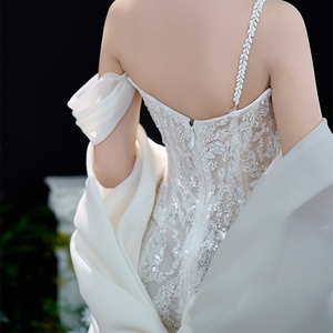 Top Quality Luxury Silk Kergan Satin Tulle <strong>Wedding</strong> <strong>Dress</strong> Sequin Lace Nail Bead Mermaid Tulle <strong>Wedding</strong> <strong>Dress</strong> - Product Image 6