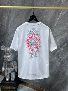 Camiseta de Manga Corta de Alta Gama para Primavera/Verano, Nueva, Clásica, Estampada con Patrón de Cruz de Herradura Grande y Sánscrito - Product Image 5