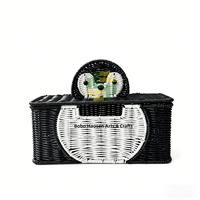 Boîte de rangement de câbles en plastique PP tressé, faite à la main et personnalisée, avec couvercle en forme de pingouin, pour bureau, style moderne et minimaliste