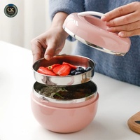 Boîte à lunch et boîte alimentaire en acier double couche multicolores en forme de pomme, adaptée aux enfants, aux adolescents et aux adultes