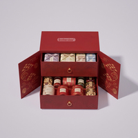 Boîte d'emballage en carton rigide de luxe recyclable avec logo personnalisé pour services à thé, boîte à tiroir de luxe à double couche