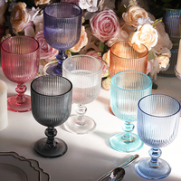 Verres à vin personnalisés par les fabricants, motif rayures verticales, couleurs bleu, rose, ambre, violet, pour bar, fête, décoration de mariage