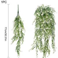 Plante Artificielle Suspendue en Plastique ODM, Petite Guirlande Florale Verte, 2 Pièces, Feuilles Rondes, Trompette, Décoration Murale Intérieure Réutilisable