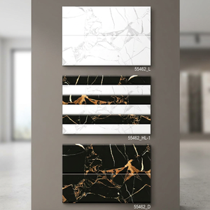 Azulejo de cerámica de pared negro de lujo con dorado Retro 300x450 textura infinita mate brillante Hotel decorativo porcelana paredes azulejos - Product Image 1