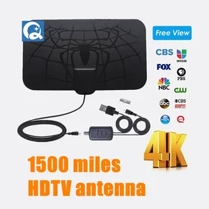 Hot Indoor 4K DVB-T2 Freeview Isdb-tb Local Channel Broadcast 1500 Miles Digital Antena TV Aerial Amplified HDTV Antenna
