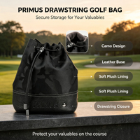 Pochette d'accessoires de golf PRIMUS GOLF en polyester et cuir, fermeture à cordon, service de personnalisation OEM, sac de poche pour le golf