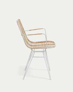Modern Scandinavian Style Indoor/Outdoor <b>Armchair</b> Rattan White Metal <b>Dining</b> Chair Hotel Use Garden Seating - Product Image 4