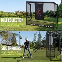 Enceinte de simulateur de golf pour entraînement 10x7ft en acier thermolaqué avec filet anti-déchirure, retour automatique de balles, barrières latérales silencieuses et poignée de transport