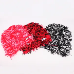 Wholesale Women Men Design Fall Winter Warm Knit Wild Hair Grassy Distressed Beanie Hat For Adult