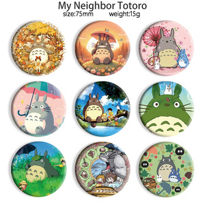 Broche ronde en fer blanc de haute qualité, motif filles d'anime créatives et <span class=keywords><strong>Totoro</strong></span>, badge de vêtement tendance, figurine de dessin animé, vente en gros, produit phare - Product Image 3