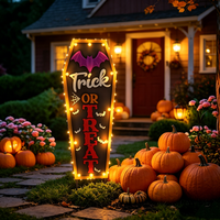 Letrero con Forma de Ataúd con Luces LED Solares, Decoración de Jardín para Halloween