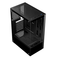 Boîtier d'ordinateur AntarcChill Black SPCC en verre trempé ATX Mid Tower MATX transparent pour PC de jeu