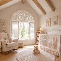 Persianas de Madera de Paulownia para Ventanas Arqueadas, Persianas con Forma de Arco Personalizadas para Decoración de Interiores de Hogar, Dormitorio y Sala de Estar