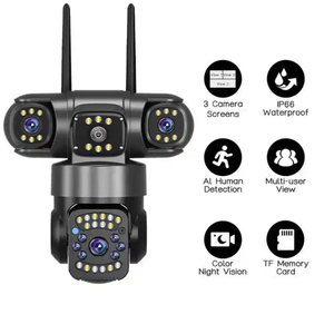 กล้องวงจรปิดอัจฉริยะ V380 <span class=keywords><strong>WiFi</strong></span> กล้องรักษาความปลอดภัยแบบ PTZ เลนส์สามตัว กล้อง <span class=keywords><strong>WiFi</strong></span> ภายนอกอาคาร กันน้ำ สำหรับบ้านและสวน - Product Image 4