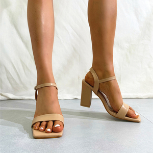 Sandalias de tacón grueso para mujer, de moda, para fiesta, novedad, tacón alto, temperamento, naranja albaricoque 2023 - Product Image 5