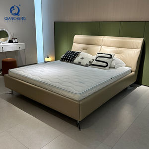 Lusso nordico minimalista pelle bianca finta struttura del <span class=keywords><strong>letto</strong></span> 200x200 quadrato schienale alto europeo legno intagliato buon <span class=keywords><strong>letto</strong></span> imbottito <span class=keywords><strong>letto</strong></span> - Product Image 1