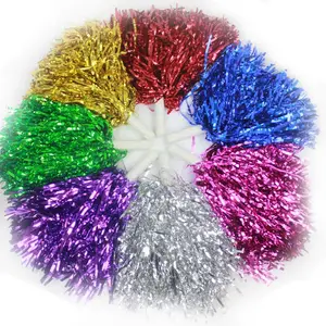 Promotional 30g Sports Dance Cheering Items Cheerleading Pom Poms with Baton Handle