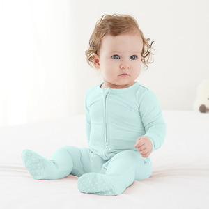 Pigiama per Bambini Personalizzato 95% Bambù 5% Spandex con Doppia Cerniera, Stampa Tinta Unita, Tutina per Neonati - Product Image 3