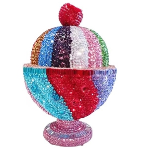 Sac de soirée pour femme, adorable pochette en forme de sundae avec strass, cristaux scintillants en forme de crème glacée, pour anniversaire, Saint-Valentin - Product Image 2