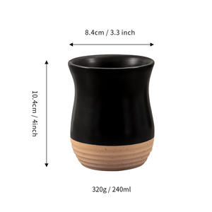 Ensemble de tasses à thé en céramique, tasse individuelle avec poignée, blanc, noir, bleu, couleur unie, double paroi, pour usage domestique - Product Image 3