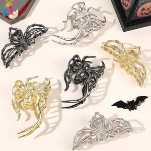 Hoge Kwaliteit Halloween Spider Haarclip Klauw Grote Haar Klauw Clips Zilver Metalen Haarklauw