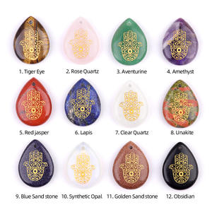 Amatista natural tallada Palma Fátima mano colgante DIY COLLAR COLGANTE gota de agua ornamento Accesorios - Product Image 2