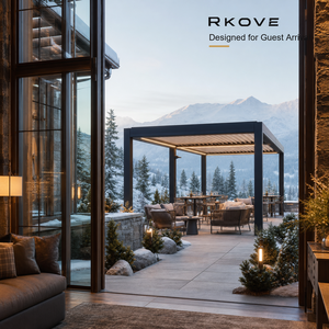 ศาลาอลูมิเนียมแบบมีหลังคาบังแดด RKOVE ขนาด 6x6 เมตร ทรงสี่เหลี่ยมทันสมัย โครงสร้างกันแดดสำหรับลานบ้าน ทนทานต่อสภาพอากาศ โครงเคลือบสีฝุ่น - Product Image 1