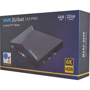 Decodificador Satelital WE2USAT K3 Pro Android 10 TV Box 2025 con Control Remoto por Voz, Canales Gratuitos y Streaming de Películas para EE. UU. y Canadá - Product Image 1