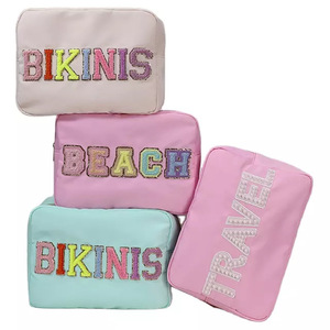 New Fashionable Large Capacity Nylon Cosmetic <b>Bag</b> Embroidered Logo Waterproof Towel Case for Women Durable <b>Toiletry</b> Zipper - Product Image 1